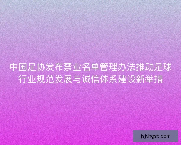 中国足协发布禁业名单管理办法推动足球行业规范发展与诚信体系建设新举措
